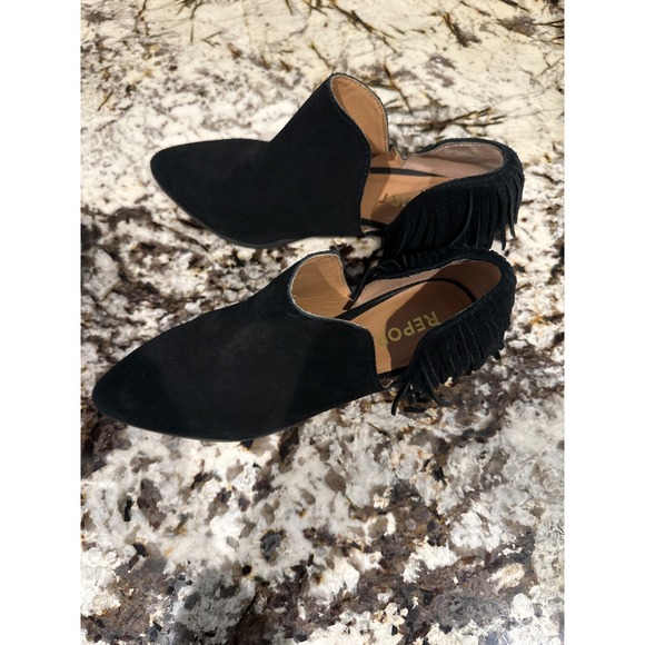 Report Ignatious Suede Fringe Bootie Size 9 Black Ankle Boots Western - Picture 4 of 9